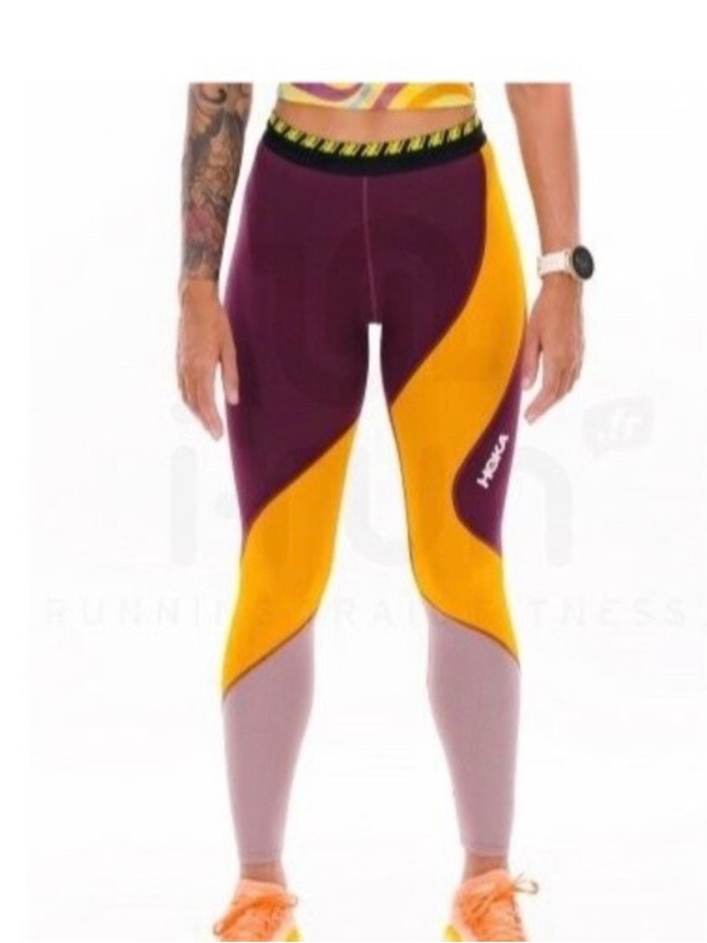 NWT Hoka Hupana Tight Leggings - Maroon, Mustard & Dusty Pink size XL